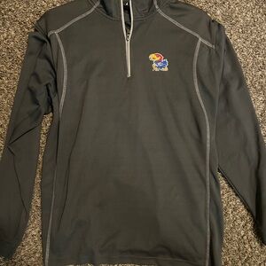 Charcoal gray Kansas Jayhawks Quarter-Zip Pullover